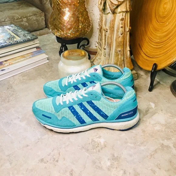 adidas Shoes Adidas Womens Adizero Adios 3 Blue Green Running Shoes Cm836 Size 11 Poshmark